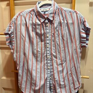 Blue and Red Striped Men's Shirt